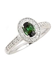 0.95ct Green Tourmaline Diamond Engagement Ring 14k White Gold by 