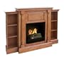 Southern Enterprises FA8559BG Sutter Plantation Oak Gel Fuel Fireplace with Bookcases