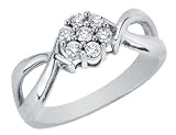 Flower Diamond Ring 1/4 Carat (ctw) in White Gold