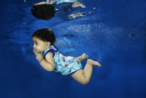 Childrens Toyshop  Toys : Baby Wrap: Upside down Fish Print/blue binding Small 0-6 mths