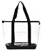 Handy Laundry Clear Tote Bag - Zipper Closure, Long Shoulder Strap, Fabric Trimming. (Black)