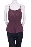 Passport Front Beaded Elastic Waist Lined Gauze Shell Purple