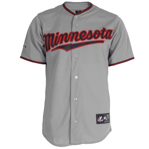 MLB Men's Minnesota Twins Joe Nathan Grey Short Sleeve 6 Button Synthetic Replica Baseball Jersey Spring 2012  (Grey, Large)