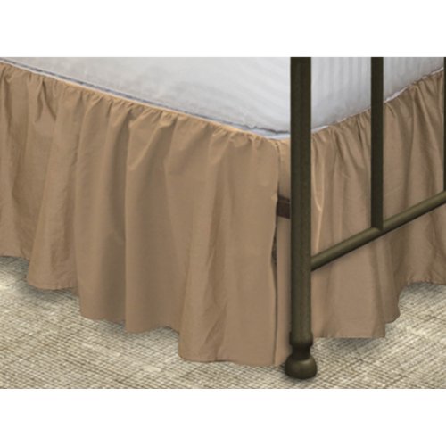 Poly Cotton Ruffled Bed Skirt with Split Corners, Queen, 18" Drop