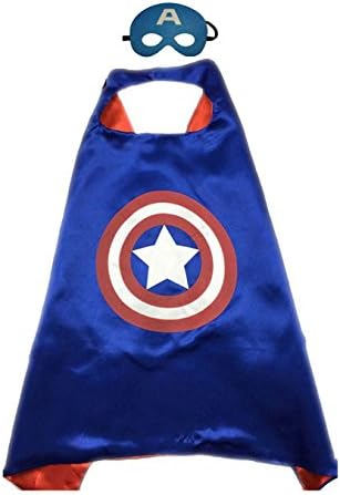 FIGMOON Superhero Cape and Mask, Children Gift, Boys/Girls Dress Up Costume (3D Fallout 4 Key Chain As Free Gift For Children) (Captain America)