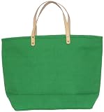 Cotton Colorful Citrus Green Large Tote Bag with Leather Handle 22