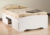Monterey Captain's Platform Twin Bed In White Finish By Prepac Furniture
