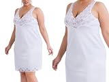 Ilusion Womens PLUS SIZE Antistatic Vintage-style Full Slip w/ Lace Detail BEIGE 42