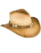 New 2-Tone Woven Cowboy Cowgirl Hat with Beaded Band