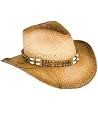 New 2-Tone Woven Cowboy Cowgirl Hat with Beaded Band