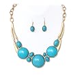 Round Turquoise Stone Necklace and Earrings Set Fashion Jewelry