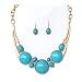Round Turquoise Stone Necklace and Earrings Set Fashion Jewelry