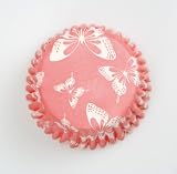 54 PRINTED BAKING / CUPCAKE CASES - BLUSH PINK BUTTERFLY
