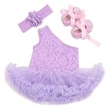 Gmasking 子供ドレス 女の子ワンピース ピンクスカート リボン飾り 3点 セット パープル (XL(12-18Months))