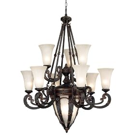 Ribbon & Reed 9 And 3 light Chandelier, 9+3LIGHT, CARAMEL MALT by Home Decorators Collection