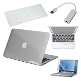 Premium Skque Clear Hard Plastic Crystal Case + 11.6 Inch Screen Protector + Palm and Track Pad Protector + USB to RJ45 LAN Ethernet Network Adapter + 11.6-Inch Clear keyboard silicone skin case for Apple MacBook Air 11.6
