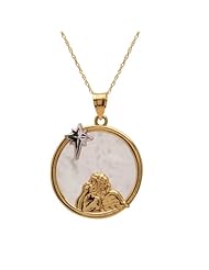 Klassics 10k Yellow Gold Polished Diamond-Cut Angel with North Star Pendant Necklace, 18"