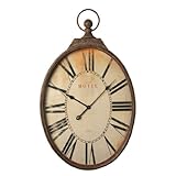 Wilco Imports Distressed Pocket Watch Style Wall Clock 22-inch x 4.5-inch x 37.25-inch