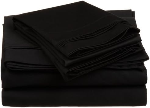 650 Thread Count Egyptian Cotton Solid Sheet Set Size: California King, Color: Black