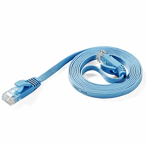 Hexagon Network - Ethernet Cable Cat6 Flat 5ft Blue, Network Cable Cat 6 Flat Slim Ethernet Patch Cable, Internet Cable with Snagless RJ45 Connectors - 5 Feet Blue Hexagon Network - Ethernet Cable Cat6 Flat 5ft Blue, Network Cable Cat 6 Flat Slim Ethernet Patch Cable, Internet Cable with Snagless RJ45 Connectors - 5 Feet Blue