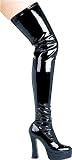 Shoes 5 Inch Chunky Heel Thigh High Stretch Boots (Black;6)