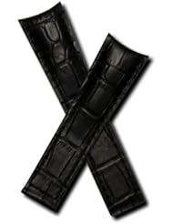 Black Crocodile-style leather strap to fit TAG Heuer Grand Carrera models listed below