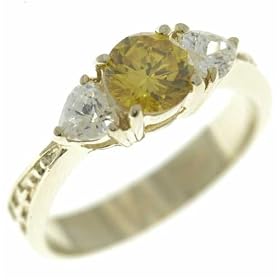 Size 8 Round Yellow Cz Entire Sterling Silver Jewelry Fashion Ring