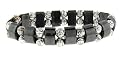 Hematite Bracelet - Tanker with Silver Colored Roses