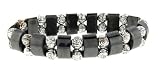 Hematite Bracelet - Tanker with Silver Colored Roses