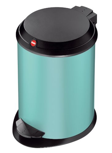 Hailo 0704-189 Tret-Kosmetikeimer T 1.4 Geh&auml;use Stahlblech aqua / Deckel Kunststoff wei&szlig; Kunststoff-Inneneimer