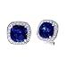 Square Sapphire C.Z. Diamond Sterling Silver Stud Earrings