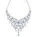 Sterling Silver Cubic Zirconia and Blue Color Stone Necklace