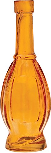 Luna Bazaar Small Vintage Glass Bottle (7-Inch, Bulb Design, Orange) - Flower Bud Vase - For Home Decor, Party Decorations, and Wedding Centerpieces