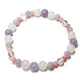 アクセサリー 天然石(ホワイトアゲード・ラベンダーアメジスト・ピンクオパール・水晶) ブレスレット 17cm
