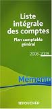 Liste intégrale des comptes : Plan comptable général