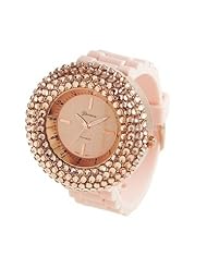 Geneva Platinum Womens Rhinestone Silicone Watch-PINK/ROSE GOLD