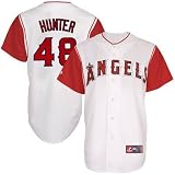 Torii Hunter Jersey: Adult Majestic Alternate White/Red Replica #48 Los Angeles Angels of Anaheim Jersey