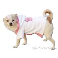 Bademantel in wei�-rosa mit Kaputze Jacke Hund Bekleidung f�r Hunde Hundebekleidung Hundemantel g�nstig M52 Gr. S