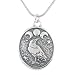 Oval Raven and Night Sky Pendant in Sterling Silver on a 24" Rhodium and Sterling Snake Chain, #8518