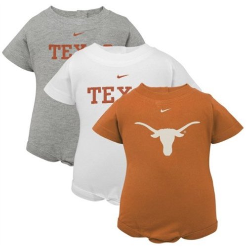 Nike Texas Longhorns Infant Burnt Orange, White & Ash 3-Pack Creeper Set (3-6 Months)