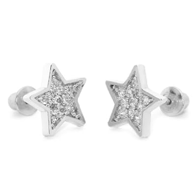 Cheap Girls Jewelry 14k Gold Plated 925 Silver Baby Star Pave Children Screwback Earring Baby, Toddler, Kids & Children For Sale