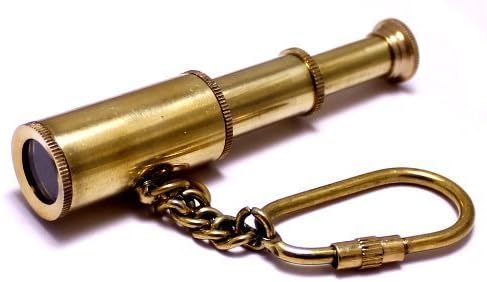 Brass Telescope Key Chain 3" - Brass Key Chain - Nautical Gift - Brass Key Ring - Nautical Decor - Brass Telescope Key Ring by Krishna Mart