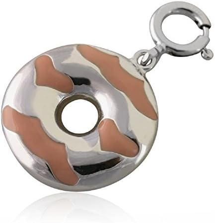 JewelCool 925 Sterling Silver Rhodium Plated Doughnut w Chocholate Icing Design Removable Clip on Bracelet Charm