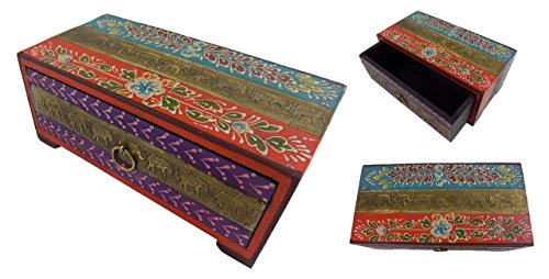 SHABBY ELEPHANT JEWELLERY MAKE UP PRESENT CHIC GOLD HAND MADE PAINTED BOX CHEST