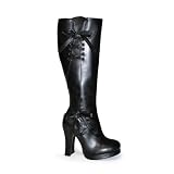 Sexy Womens Boots 3 3/4 Inch Chunky Heel Pirate Boot Black Mini Platform