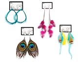 Bundle Monster 4 pair Fashionable Chandelier Eardrop Dangle Feather Earrings - Set 1
