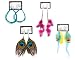 Bundle Monster 4 pair Fashionable Chandelier Eardrop Dangle Feather Earrings - Set 1