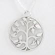 Round Tree of Life Pendant in Sterling Silver on a 18" box chain, #8459