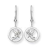 Sterling Silver Disney Tinker Bell Round Wire Earrings - JewelryWeb
