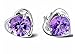 YH Women's Sterling Silver Heart Shape Stud Erarings Purple One Size
